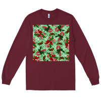 Burgundy christmas candy cane seamless pattern Long Sleeve Tee - BundleAndBundleShop