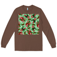 Chestnut christmas candy cane seamless pattern Long Sleeve Tee - BundleAndBundleShop