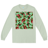 Matcha christmas candy cane seamless pattern Long Sleeve Tee - BundleAndBundleShop
