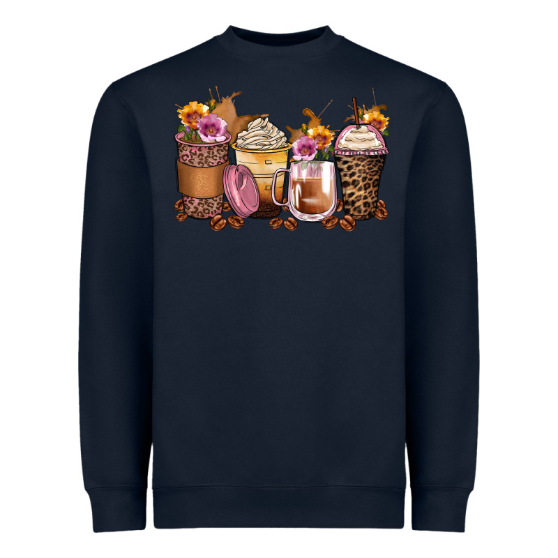 Leopard Rose Glitter Flowers Coffee Cups Heavyweight Sweatshirt by Zillion Design Studio | Teevron