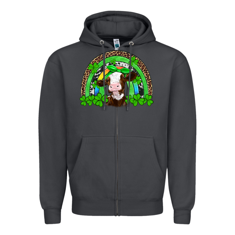 St Patricks Cow Rainbow Zipper Hoodie by Artiststas | Teevron