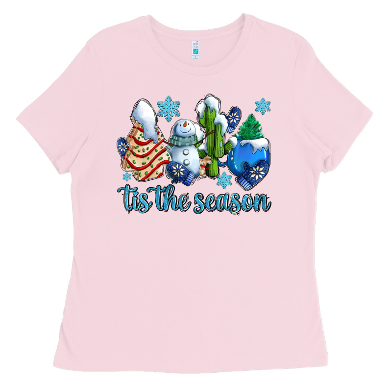 Tis The Season Christmas Tree  Cake Winter And Snowman Ladies Tee by AdoDesignShop | Teevron