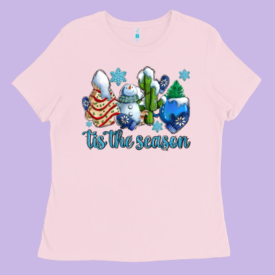 Tis The Season Christmas Tree  Cake Winter And Snowman Ladies Tee Designed By Adodesignshop