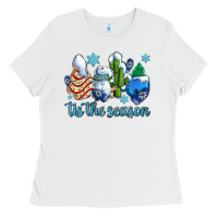 White tis the season christmas tree  cake winter and snowman Ladies Tee - AdoDesignShop