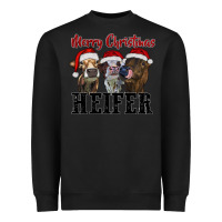 Black merry christmas heifer Heavyweight Sweatshirt - RanaPortraitStore