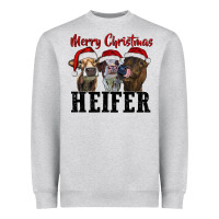 Heather Grey merry christmas heifer Heavyweight Sweatshirt - RanaPortraitStore