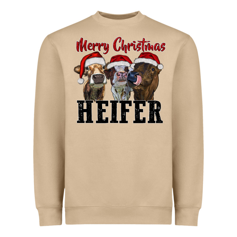 Merry Christmas Heifer Heavyweight Sweatshirt by RanaPortraitStore | Teevron