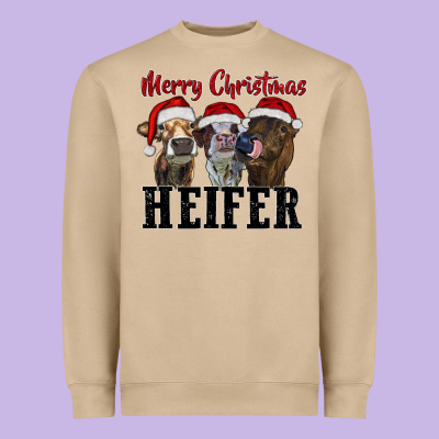 Merry Christmas Heifer Heavyweight Sweatshirt Designed By Ranaportraitstore