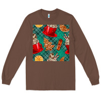Chestnut christmas hot chocolate and cookie seamless pattern Long Sleeve Tee - BundleAndBundleShop
