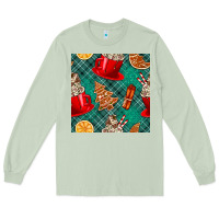 Matcha christmas hot chocolate and cookie seamless pattern Long Sleeve Tee - BundleAndBundleShop