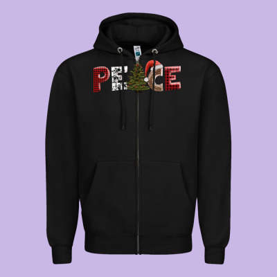 Peace Christmas Zipper Hoodie Designed By Adodesignshop