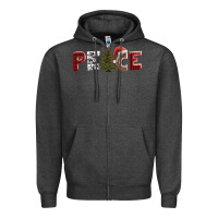 Charcoal Heather peace christmas Zipper Hoodie - AdoDesignShop