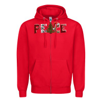 Red peace christmas Zipper Hoodie - AdoDesignShop