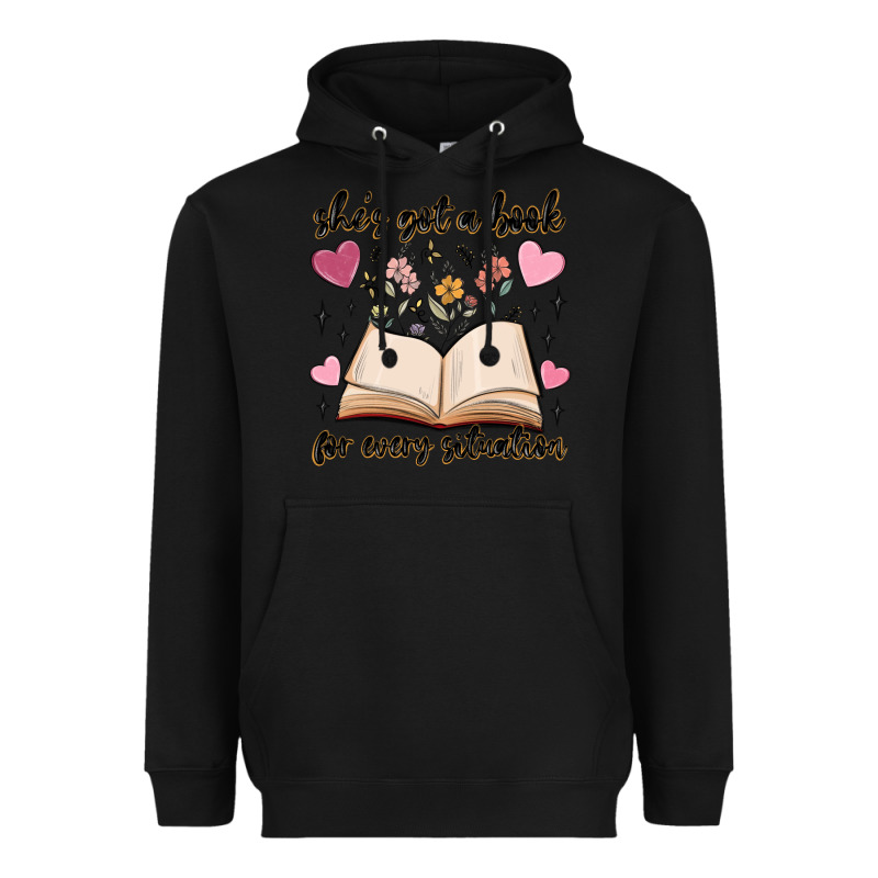 She's Got A Book For Every Situation Heavyweight Hoodie by MaliasSmallBusiness | Teevron