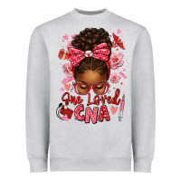 Heather Grey one loved cna afro messy bun Heavyweight Sweatshirt - texasbilliewilder