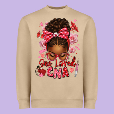 One Loved Cna Afro Messy Bun Heavyweight Sweatshirt Designed By Texasbilliewilder