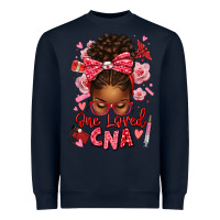 Navy one loved cna afro messy bun Heavyweight Sweatshirt - texasbilliewilder