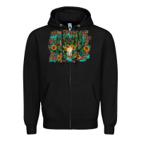 Black leopard bull skull cactus sunflowers Zipper Hoodie - AdoDesignShop