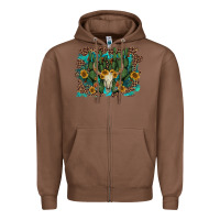 Chestnut leopard bull skull cactus sunflowers Zipper Hoodie - AdoDesignShop