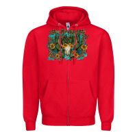 Red leopard bull skull cactus sunflowers Zipper Hoodie - AdoDesignShop