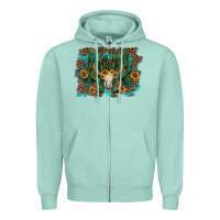 Seafoam leopard bull skull cactus sunflowers Zipper Hoodie - AdoDesignShop