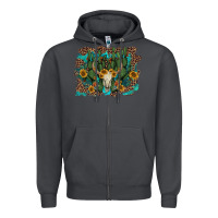 Smoke leopard bull skull cactus sunflowers Zipper Hoodie - AdoDesignShop