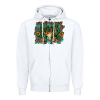 White leopard bull skull cactus sunflowers Zipper Hoodie - AdoDesignShop