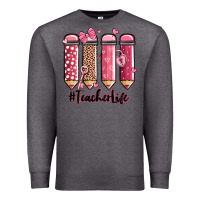 Charcoal Heather valentine's day teacher life pencils Premium Sweatshirt - MaliasSmallBusiness