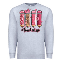 Heather Grey valentine's day teacher life pencils Premium Sweatshirt - MaliasSmallBusiness