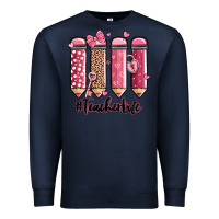 Navy valentine's day teacher life pencils Premium Sweatshirt - MaliasSmallBusiness