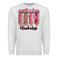 Oatmeal Heather valentine's day teacher life pencils Premium Sweatshirt - MaliasSmallBusiness