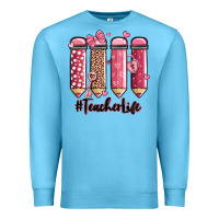 Ocean Blue valentine's day teacher life pencils Premium Sweatshirt - MaliasSmallBusiness
