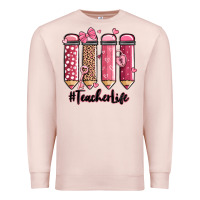 Pale Pink valentine's day teacher life pencils Premium Sweatshirt - MaliasSmallBusiness
