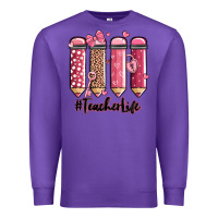 Purple valentine's day teacher life pencils Premium Sweatshirt - MaliasSmallBusiness