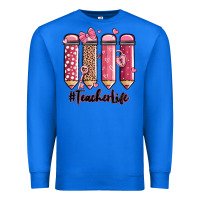 True Royal valentine's day teacher life pencils Premium Sweatshirt - MaliasSmallBusiness