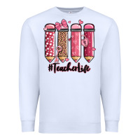 White valentine's day teacher life pencils Premium Sweatshirt - MaliasSmallBusiness