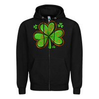 Black st patricks day shamrock with glitter Zipper Hoodie - Artiststas
