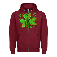 Burgundy st patricks day shamrock with glitter Zipper Hoodie - Artiststas