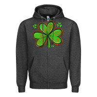 Charcoal Heather st patricks day shamrock with glitter Zipper Hoodie - Artiststas