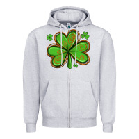 Heather Grey st patricks day shamrock with glitter Zipper Hoodie - Artiststas