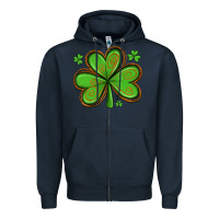 Navy st patricks day shamrock with glitter Zipper Hoodie - Artiststas