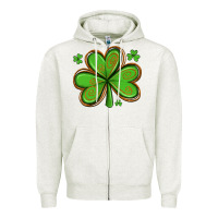 Oatmeal Heather st patricks day shamrock with glitter Zipper Hoodie - Artiststas