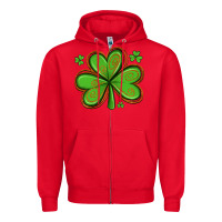Red st patricks day shamrock with glitter Zipper Hoodie - Artiststas