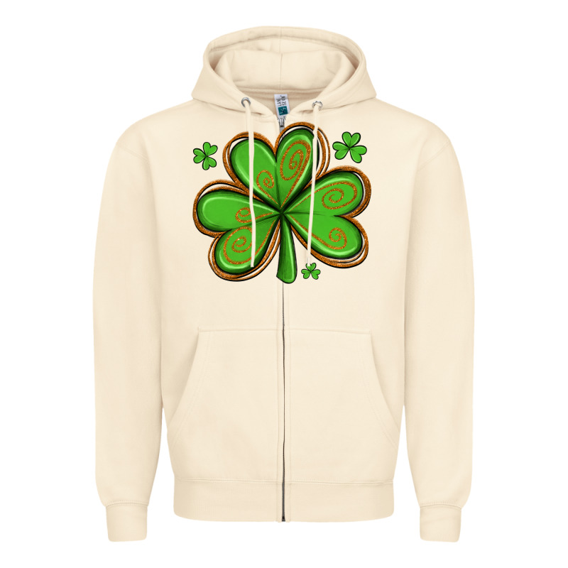 St Patricks Day Shamrock With Glitter Zipper Hoodie by Artiststas | Teevron