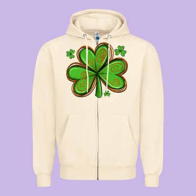 St Patricks Day Shamrock With Glitter Zipper Hoodie Designed By Artiststas
