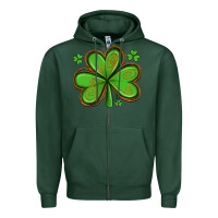 Sports Green st patricks day shamrock with glitter Zipper Hoodie - Artiststas