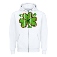 White st patricks day shamrock with glitter Zipper Hoodie - Artiststas
