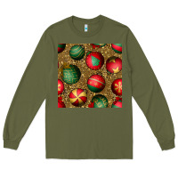 Army Green christmas ornaments and leopard seamless pattern Long Sleeve Tee - BundleAndBundleShop