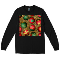 Black christmas ornaments and leopard seamless pattern Long Sleeve Tee - BundleAndBundleShop