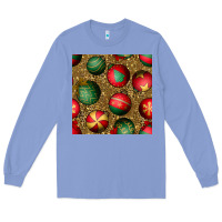 Colony Blue christmas ornaments and leopard seamless pattern Long Sleeve Tee - BundleAndBundleShop